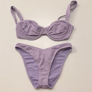 Hollister Lavender Two-Piece Bikini Set - Textured Paisley